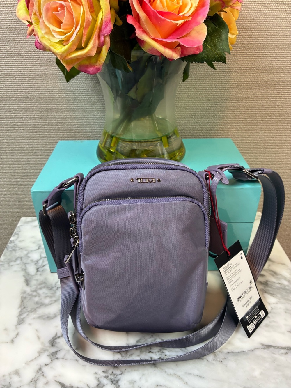 Tumi Ocean Lavender Nylon Rama Crossbody Bag w/ Silver Hardware - NWT